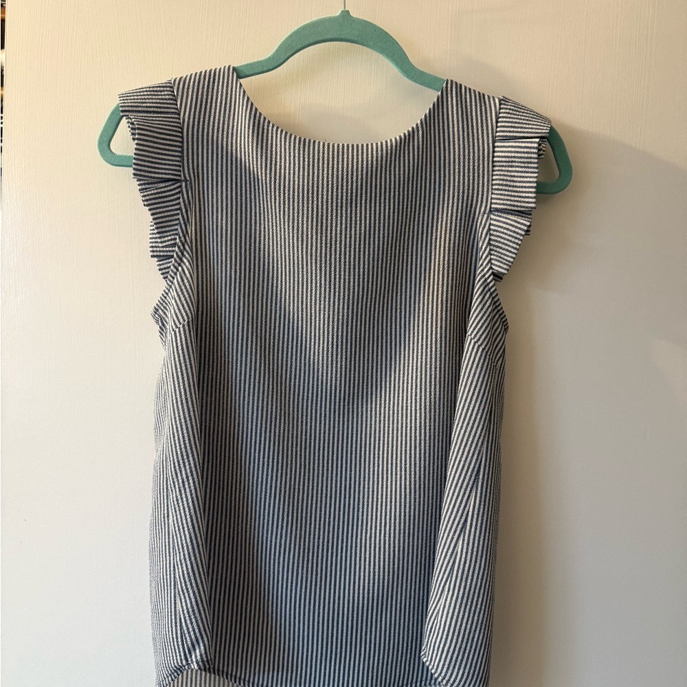 Monteau Blue and White Striped Blouse